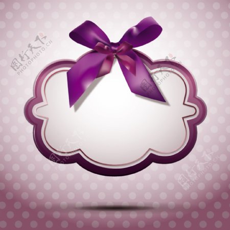 紫色蝴蝶结标签背景图片