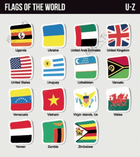 世界国旗贴纸设计矢量集13