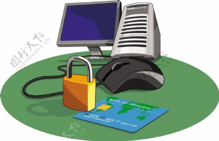 电脑鼠标的信用卡扣锁复古
