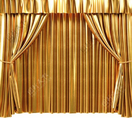 金黄色窗帘幕布背景