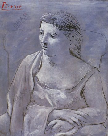 1922Femmeassisedansunfauteuil西班牙画家巴勃罗毕加索抽象油画人物人体油画装饰画