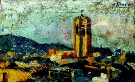 1903Paysagecatalan西班牙画家巴勃罗毕加索抽象油画人物人体油画装饰画