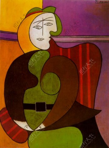 1931Lefauteuilrouge西班牙画家巴勃罗毕加索抽象油画人物人体油画装饰画