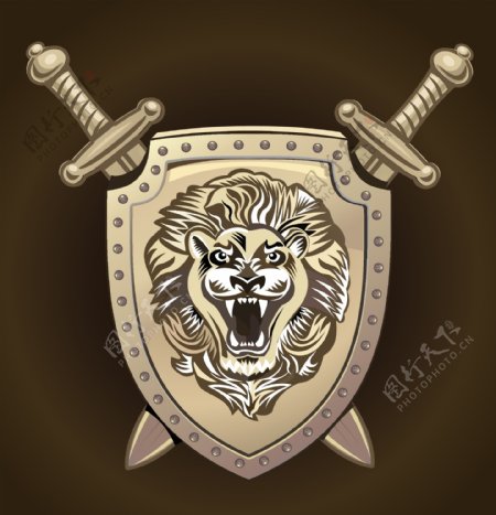 狮子盾牌素材