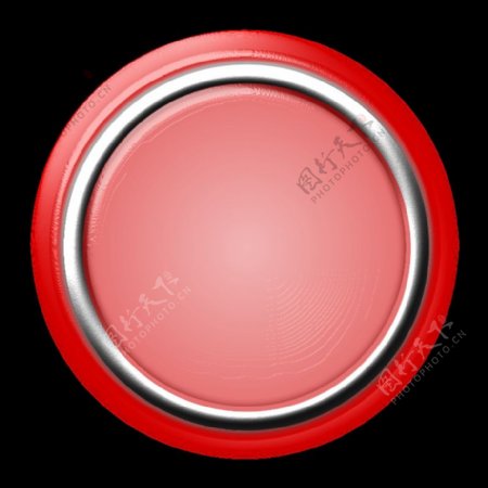 红色按钮内部的光和发光的挡板