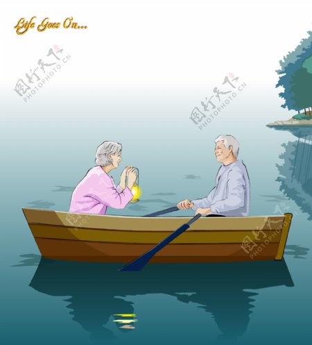 划船的老夫妻