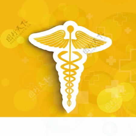 在闪亮的黄色背景医疗符号抽象医学概念