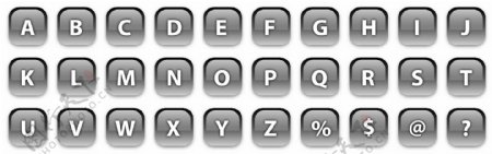 方型字母水晶质感按钮图片