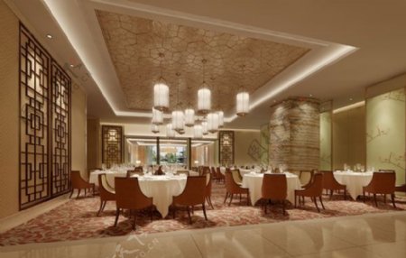 中式宴会厅模型