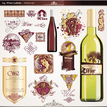 欧式label葡萄酒标签图片