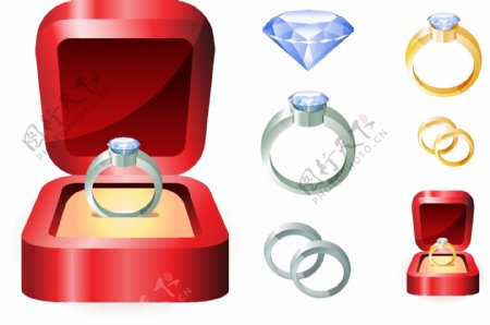 钻石戒指结婚矢量素材