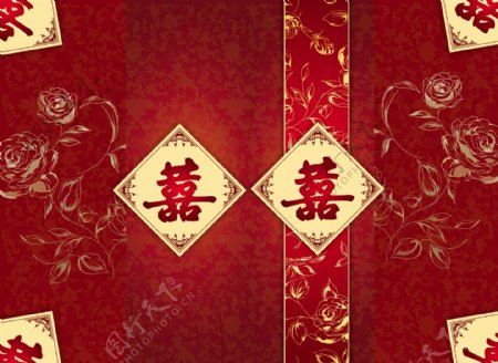 红色婚庆封面设计分层素材
