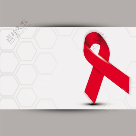 与艾滋病防治红丝带的灰色背景摘要医学概念