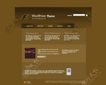 商务企业网站CSS棕色色调模板