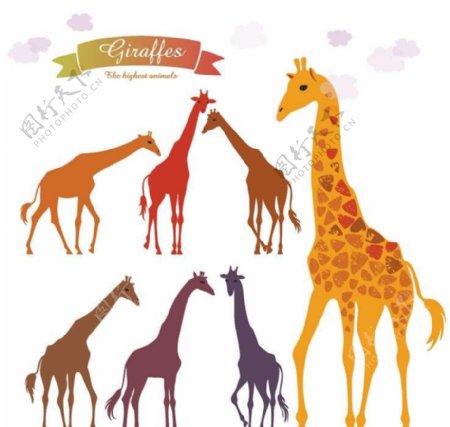 长颈鹿卡通动物设计动图片