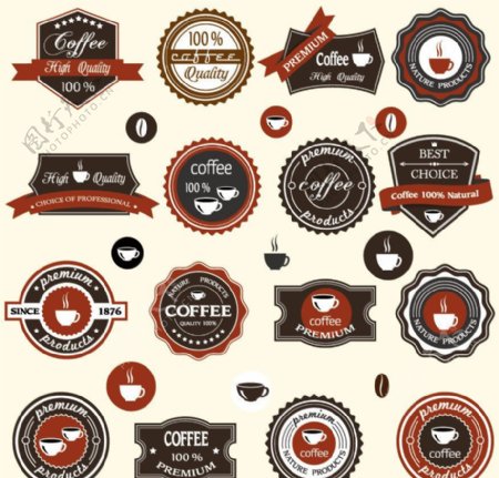 咖啡徽章标签图片