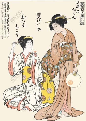 日本浮世绘梳妆图片