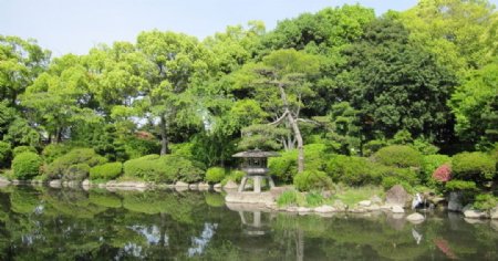 日本大阪城公园日本庭院图片