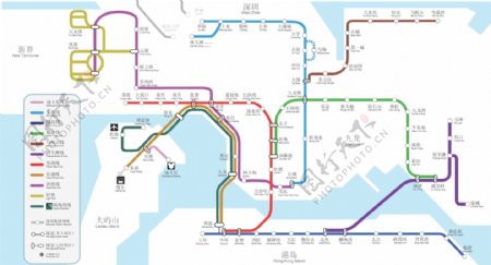 香港地铁图矢量制图图片