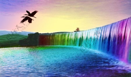 彩虹瀑布图片