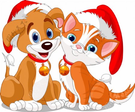 卡通圣诞猫狗图图片