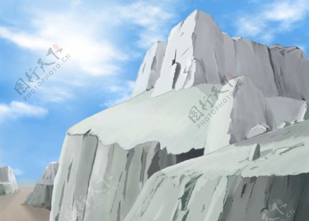 手绘山石场景图片