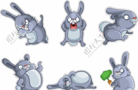 可爱卡通兔子表情兔年素材图片