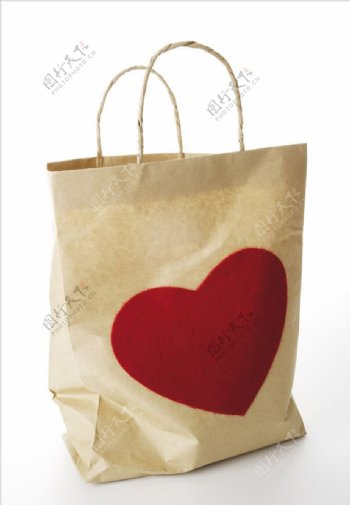 购物袋红色心形图片