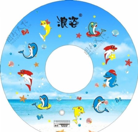 儿童卡通超级可爱的海豚游泳圈图片