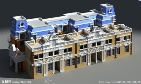 法式联排建筑模型图片