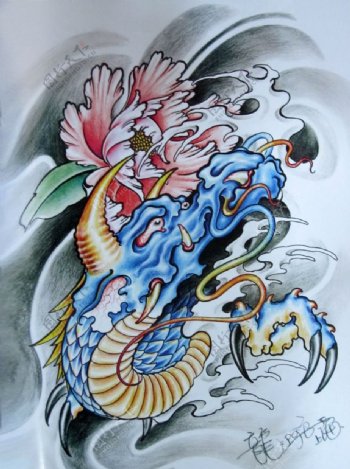阿亮传统刺青画集芙蓉与蛟龙彩图片
