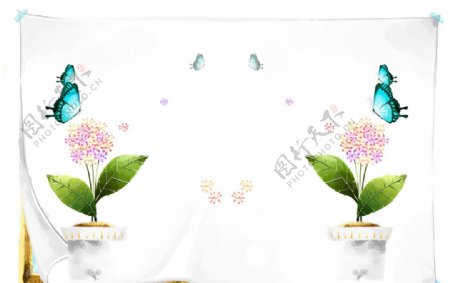水彩花盆背景图片