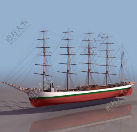 精美轮船3D模型素材图片