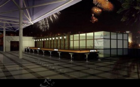 室外空间酒吧3D效果图图片