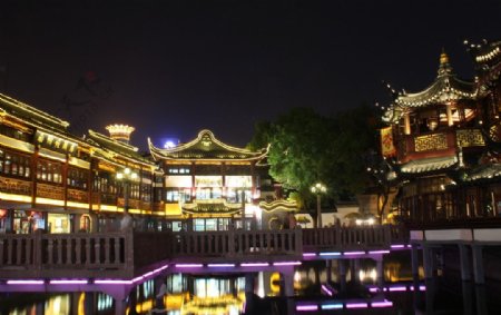 上海城隍庙豫园夜景图图片