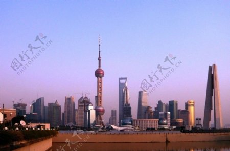 上海外滩大楼楼顶眺望陆家嘴建筑群图片