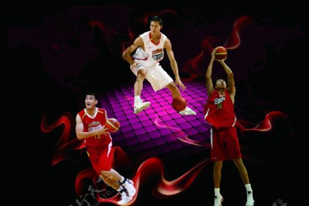 中国男篮签名CBA篮球易建联姚明王治郅图片