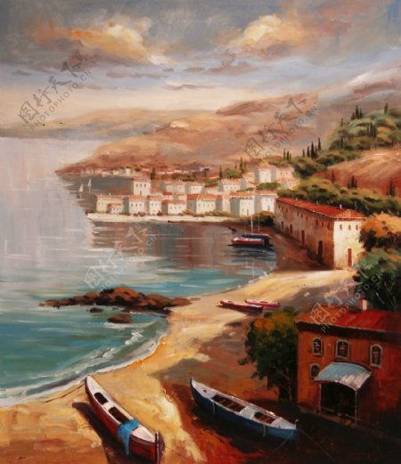 地中海油画图片