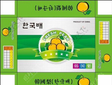 韩国梨包装箱设计图片