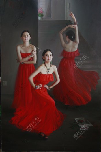 中国唯美人物油画图片