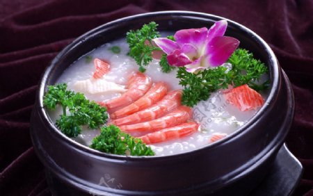 韭菜鲜虾粥图片