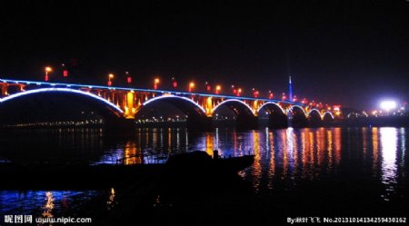 湘潭一大桥夜景风光图片