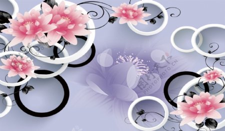 3D圆圈花朵背景墙图片