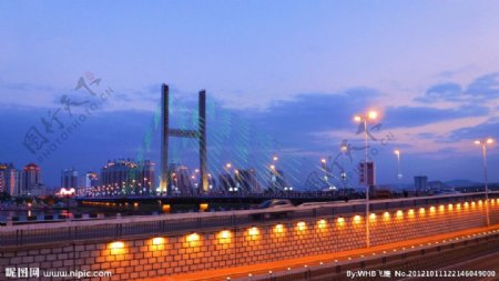 临江门大桥夜景非高清图片