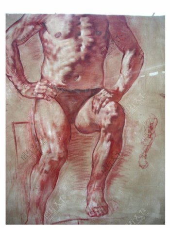 俄罗斯美术作品精品素描坐姿男人半身特写图片