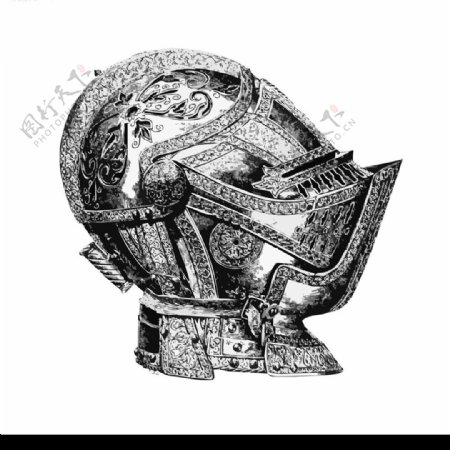 欧洲古代头盔精美矢量图图片