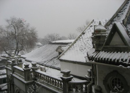 北京古建筑大雪覆盖图片