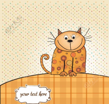 可爱小猫时尚花纹卡片图片