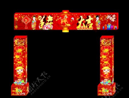 春节门柱图片