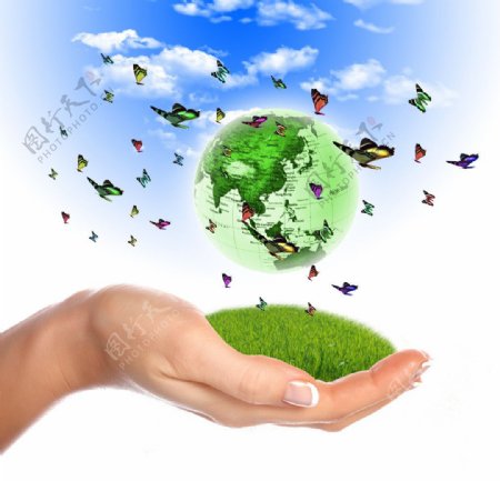 手中的绿色生态环保环境图片